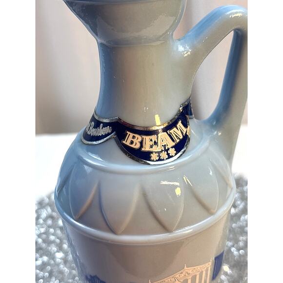 Vintage 1961 "Grecian" Blue Milk Glass Bottle Jim Beam Decanter Bar Top Decor - Picture 3 of 11